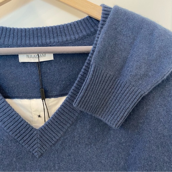 NAADAM Cashmere Mixed Media Pleated Back Sweater NWT Size Medium $375 - Picture 8 of 8